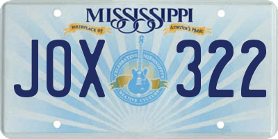 MS license plate JOX322