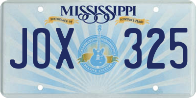 MS license plate JOX325