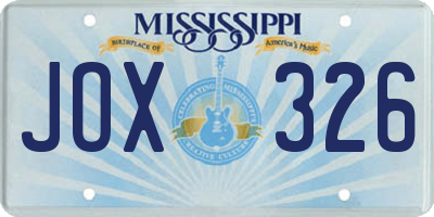 MS license plate JOX326