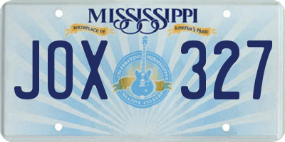 MS license plate JOX327