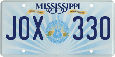 MS license plate JOX330