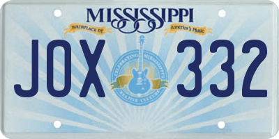 MS license plate JOX332