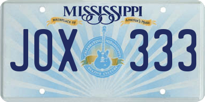 MS license plate JOX333