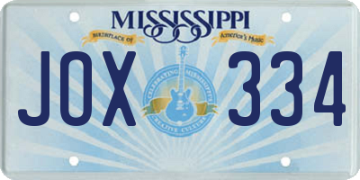 MS license plate JOX334