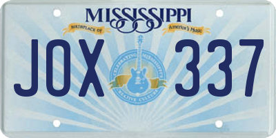 MS license plate JOX337