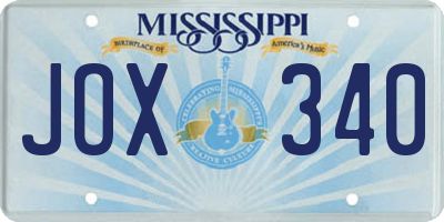 MS license plate JOX340