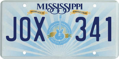 MS license plate JOX341