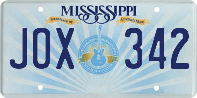 MS license plate JOX342