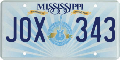 MS license plate JOX343