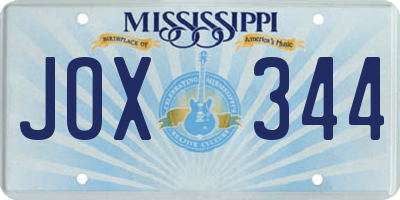 MS license plate JOX344