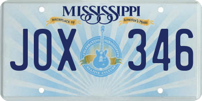 MS license plate JOX346