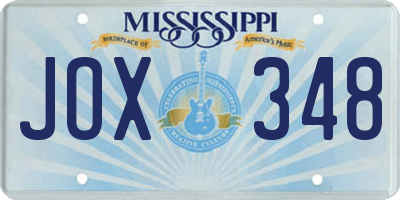 MS license plate JOX348