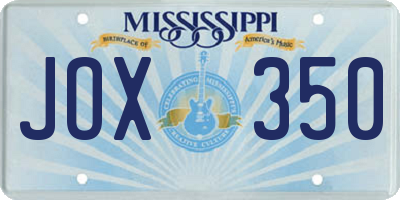 MS license plate JOX350