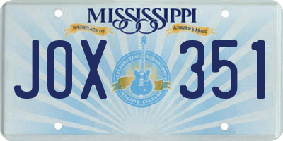 MS license plate JOX351