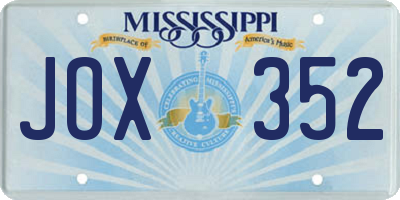 MS license plate JOX352