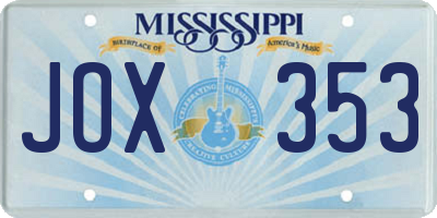 MS license plate JOX353