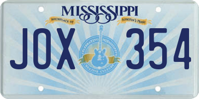 MS license plate JOX354