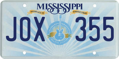 MS license plate JOX355