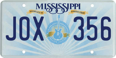 MS license plate JOX356
