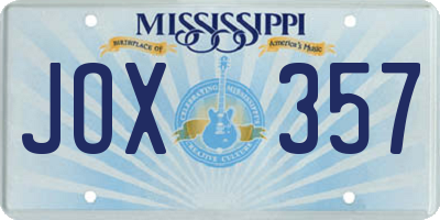MS license plate JOX357