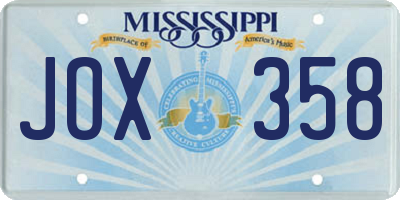 MS license plate JOX358