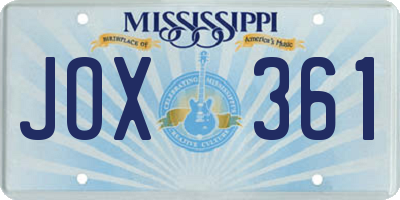 MS license plate JOX361
