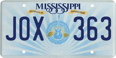 MS license plate JOX363