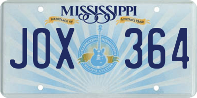 MS license plate JOX364
