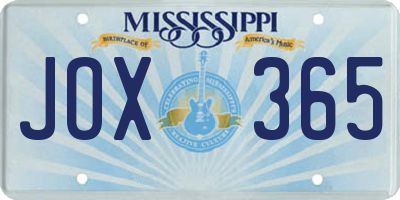 MS license plate JOX365