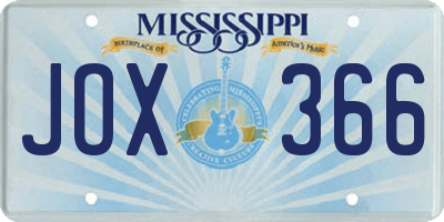 MS license plate JOX366