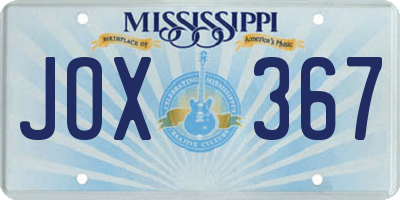 MS license plate JOX367