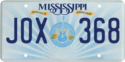 MS license plate JOX368