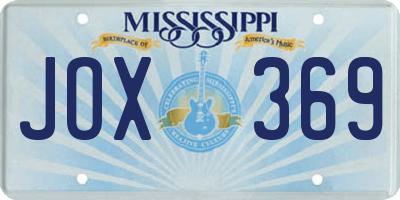 MS license plate JOX369