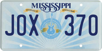 MS license plate JOX370