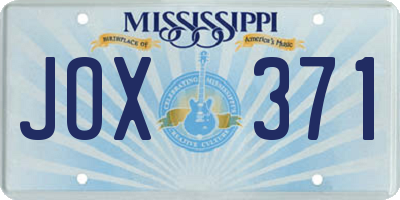 MS license plate JOX371