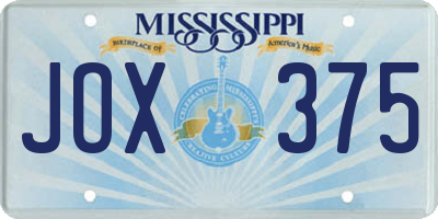 MS license plate JOX375