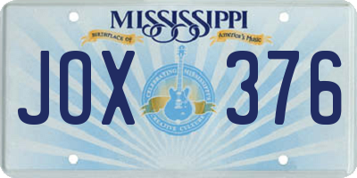 MS license plate JOX376