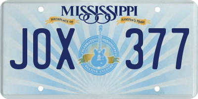 MS license plate JOX377