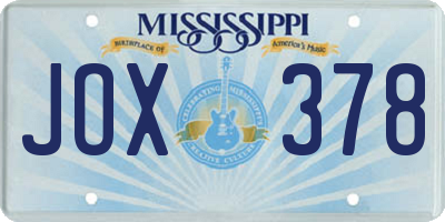 MS license plate JOX378