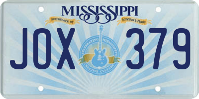 MS license plate JOX379
