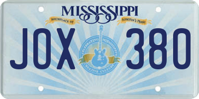 MS license plate JOX380