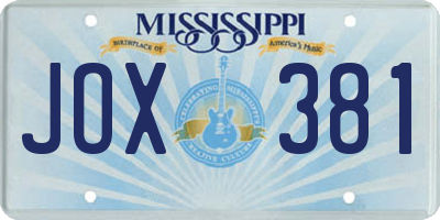 MS license plate JOX381