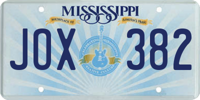 MS license plate JOX382