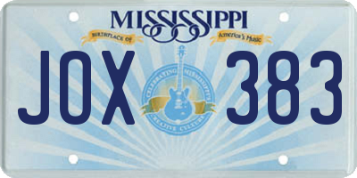 MS license plate JOX383