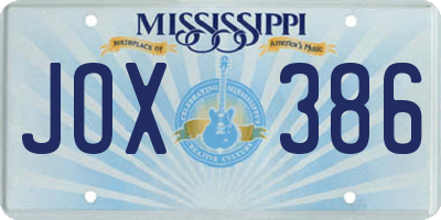 MS license plate JOX386