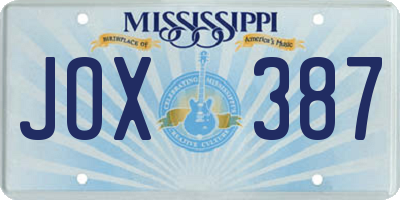 MS license plate JOX387