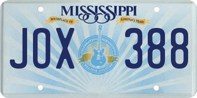 MS license plate JOX388