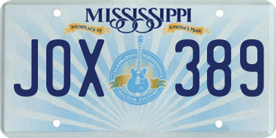 MS license plate JOX389