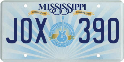 MS license plate JOX390