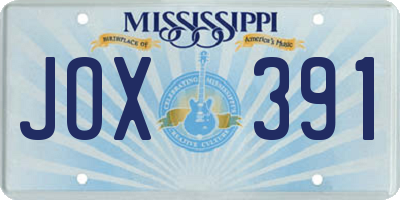 MS license plate JOX391